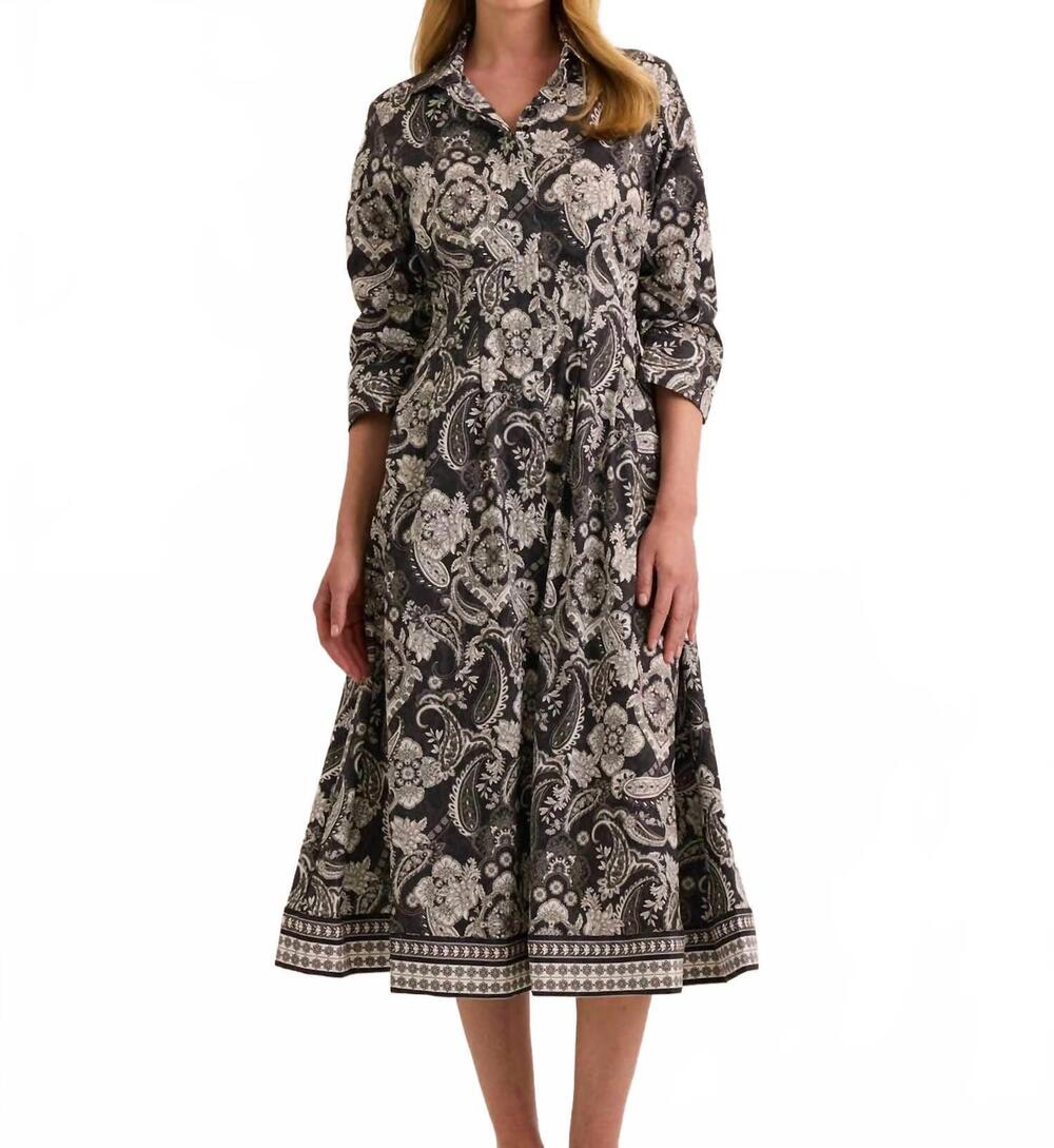 NEW HINSON WU martina midi dress in black paisley